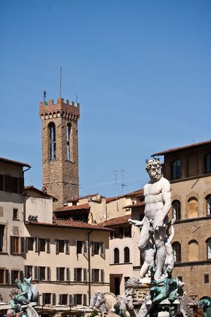 Fontana di Nettuno at Florence Italyの写真素材