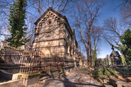 historic cemetary Olsany in Prag, Czech Republicの写真素材