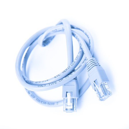 network cable and patch on white background