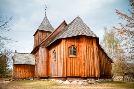 old wooden church, Poland, Kashubyの写真素材