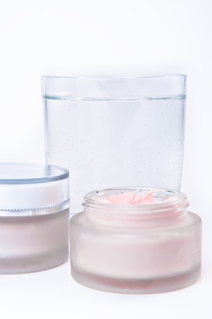 revitalizing creams on white backgroundの写真素材