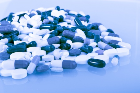 background made of colorful pillsの写真素材