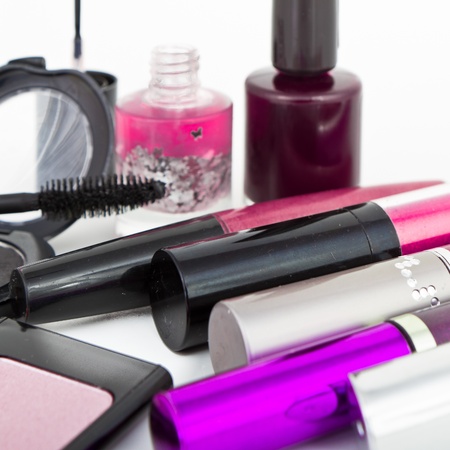 makeup collection on white backgroundの写真素材