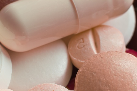 background made of colorful pillsの写真素材