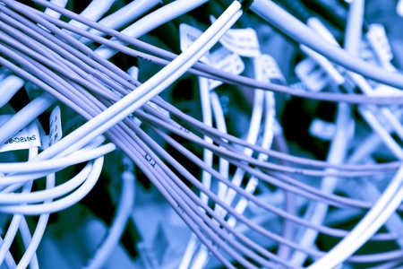 cables connected to servers in a datacenterの写真素材