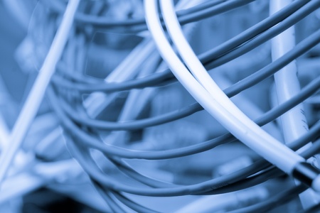 cables connected to servers in a datacenter