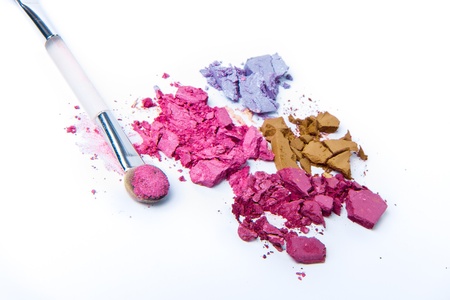 eyeshadow palette with brush on white backgroundの写真素材