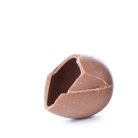 cracked chocolate egg isolated on white