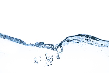 splashing water with bubbles shot on white background