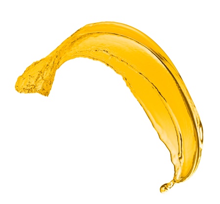 orange juice splash isolated on white backgroundの写真素材