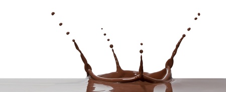chocolate splash closeup isolated on white background