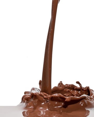 chocolate splash closeup isolated on white backgroundの写真素材