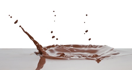 chocolate splash closeup isolated on white backgroundの写真素材
