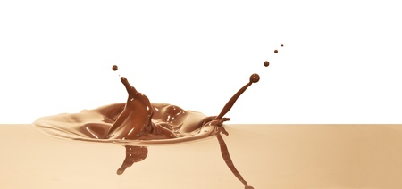 chocolate splash closeup isolated on white backgroundの写真素材