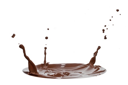 chocolate splash closeup isolated on white backgroundの写真素材