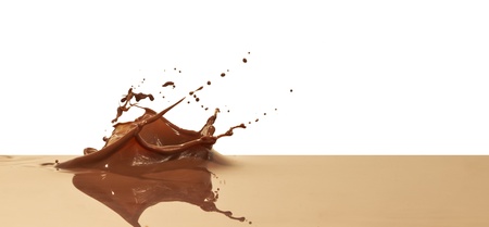 chocolate splash closeup isolated on white backgroundの写真素材