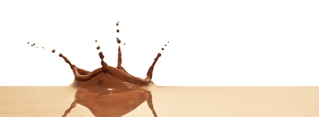 chocolate splash closeup isolated on white backgroundの写真素材