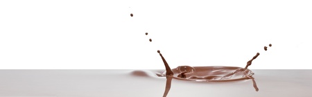 chocolate splash closeup isolated on white backgroundの写真素材