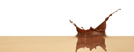 chocolate splash closeup isolated on white backgroundの写真素材