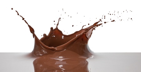 chocolate splash closeup isolated on white backgroundの写真素材