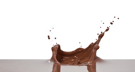 chocolate splash closeup isolated on white backgroundの写真素材