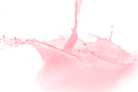 strawberry milk splash isolated on white backgroundの写真素材