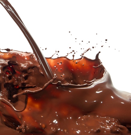 splash of chocolate isolated on white backgroundの写真素材