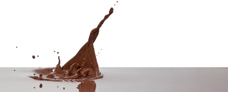 chocolate splash closeup isolated on white background