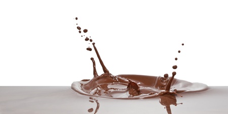 chocolate splash closeup isolated on white backgroundの写真素材