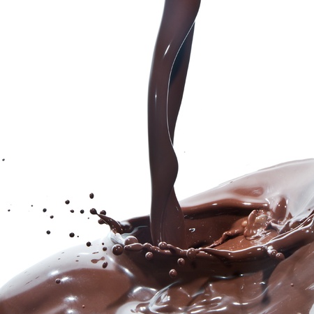 splash of chocolate isolated on white backgroundの写真素材
