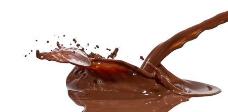 chocolate splash closeup isolated on white backgroundの写真素材