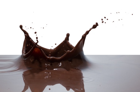 chocolate splash closeup isolated on white background
