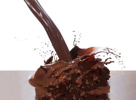 splash of chocolate isolated on white backgroundの写真素材