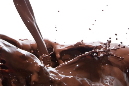 splash of chocolate isolated on white backgroundの写真素材