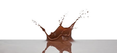 chocolate splash closeup isolated on white backgroundの写真素材