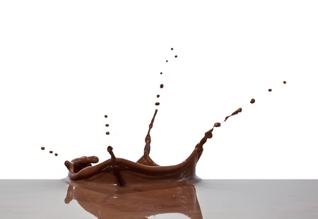 chocolate splash closeup isolated on white backgroundの写真素材