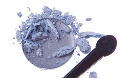 crushed eyeshadow isolated on white backgroundの写真素材