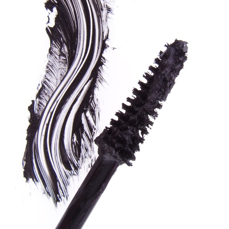 black mascara stroke isolated on white backgroundの写真素材