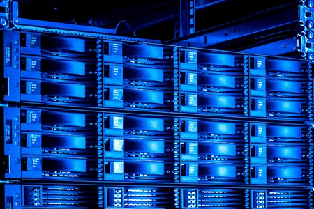 detail of data center with hard drives