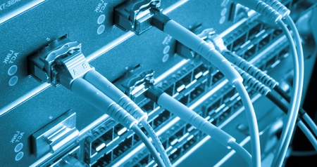 optic fiber cables connected to data center