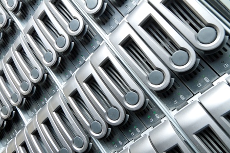 detail of data center with hard drives