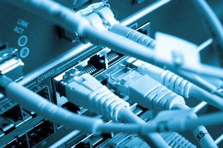 optic fiber cables connected to data center