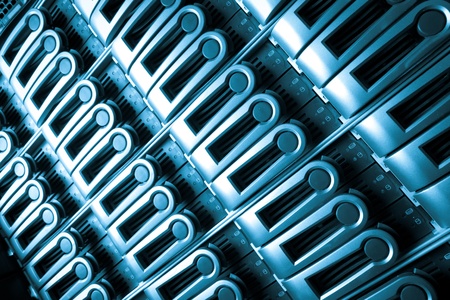 detail of data center with hard drives