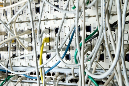 Concept of  network infrastructure with cables connected to data center