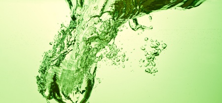 green soda drink with bubblesの写真素材