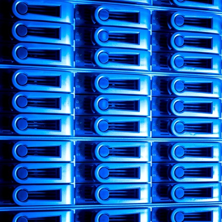 detail of data center with hard drives