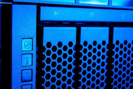 detail of data center with hard drives