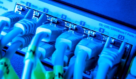 network cables connected to hub