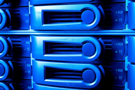 detail of data center with hard drives