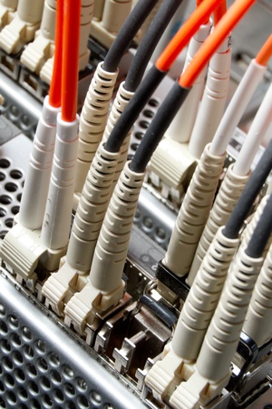 optic fiber cables connected to hub